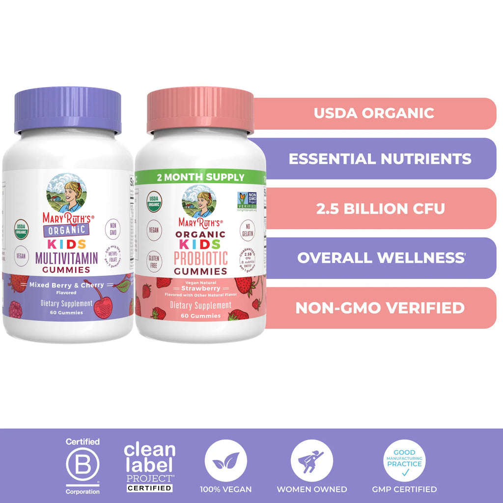 Maryruth'S Kids Organic Daily Health & Calm Bundle - Organic Kids Multivitamin Gummies & Kids Magnesium Gummies