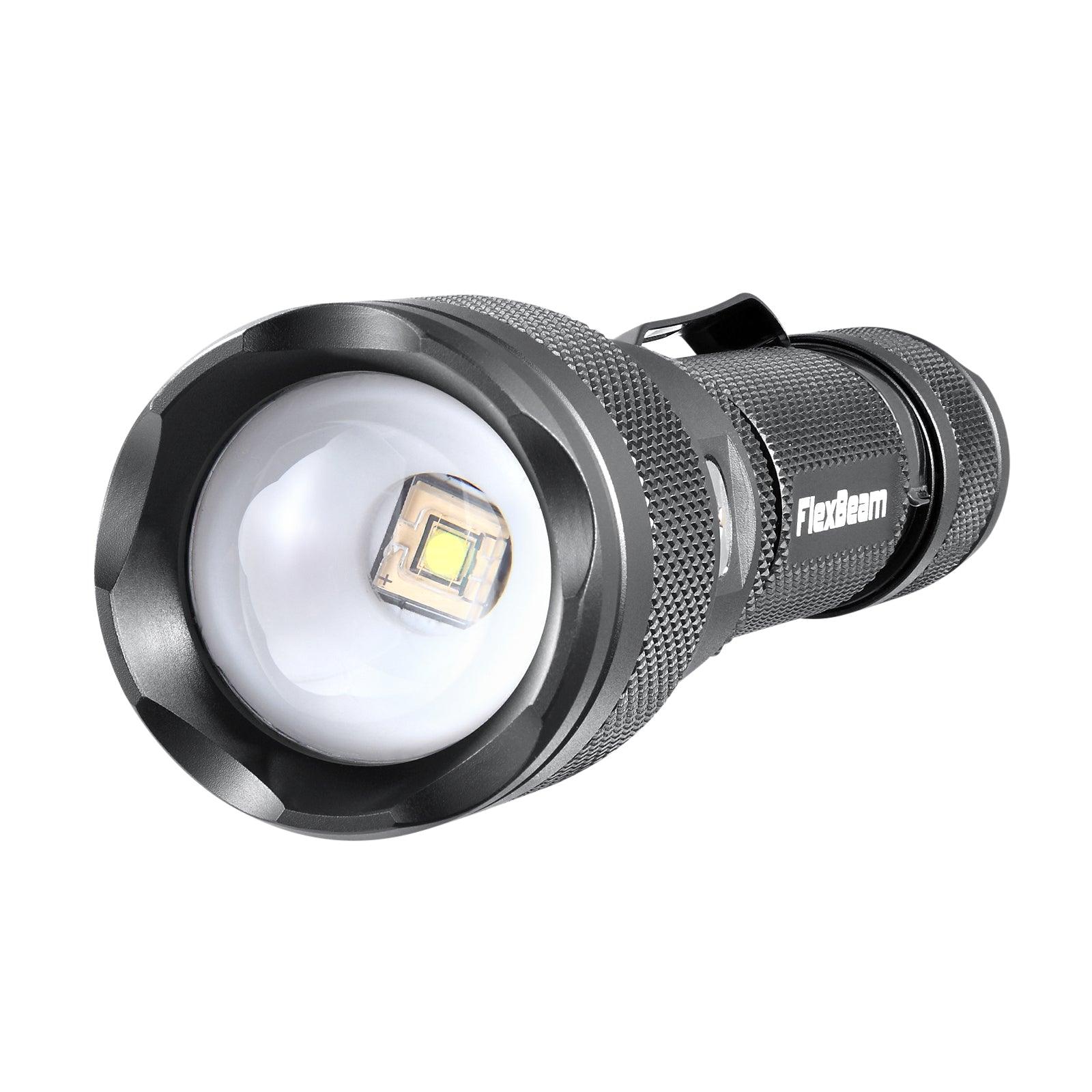 FlexBeam 1200LM Thread-Zoom Hunting Flashlight | 700M Range | Stable on Guns & Bikes
