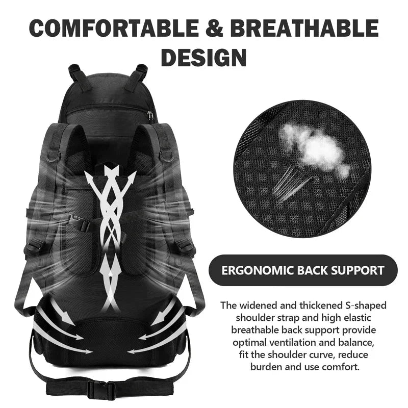 90L Waterproof Hiking Backpack Large Camping & Trekking Rucksack