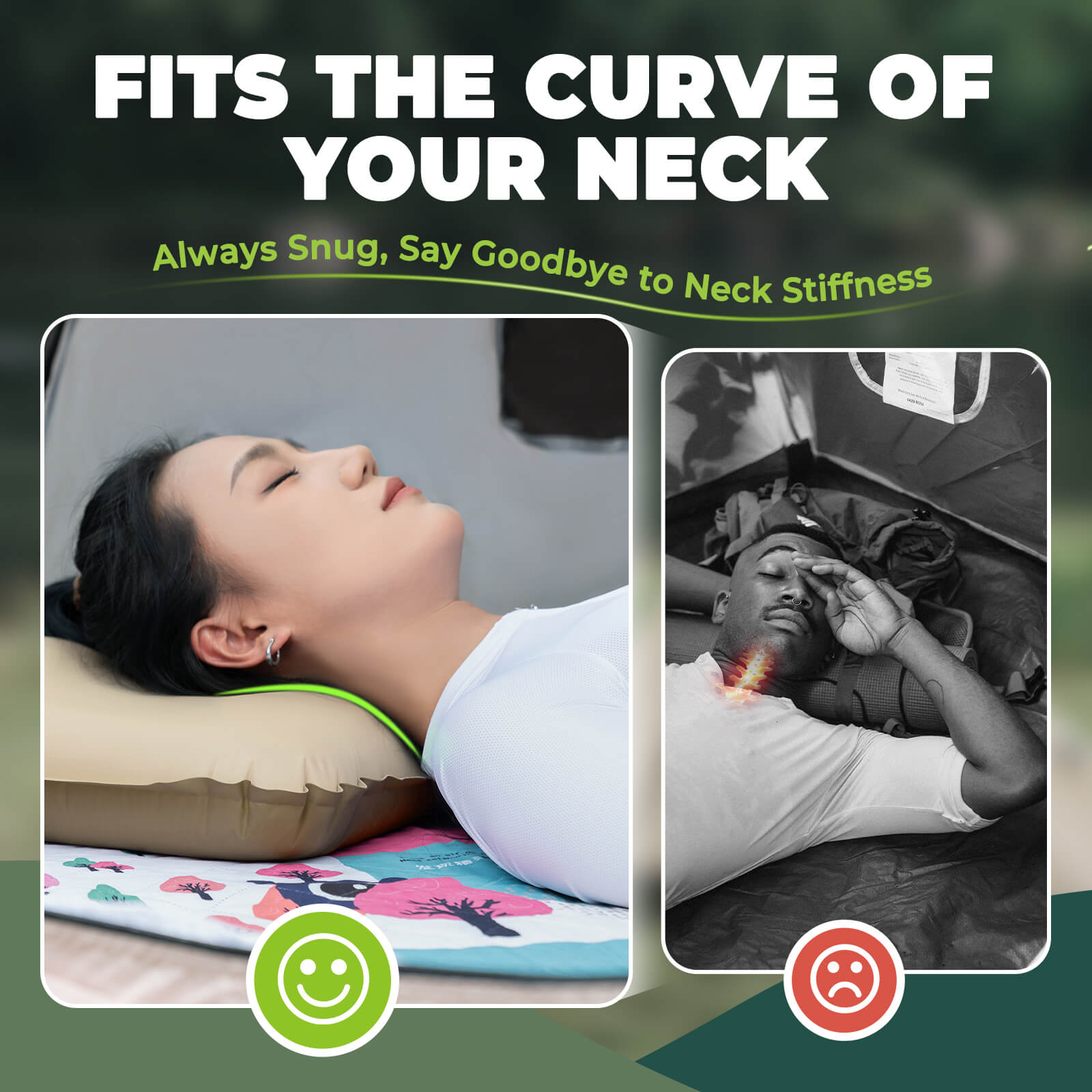 Qunature Self-Inflating Cheese Foam Camping Pillow